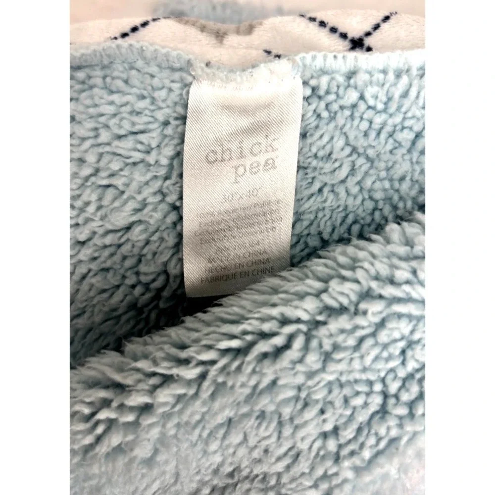 Chick Pea Argyle Gray Blue‎ White Diamond Baby Blanket Sherpa Soft Lovey Boy